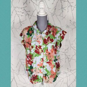 Maeve Colorful Floral Print Button Up Raffine Blouse